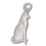 Silver sitting cat charm pendant