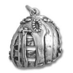 Silver medieval helmet pendant charm