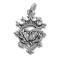 Silver thistle and crown pendant