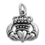 Silver Claddagh pendant with heart, crown, hands