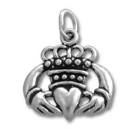 Silver Claddagh pendant with heart, crown, hands