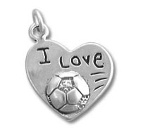Silver heart charm with soccer ball
