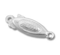 Oval silver jewelry clasp with textured center