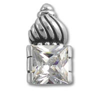 Silver pendant with square princess-cut clear gemstone