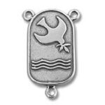 Silver baptismal pendant with dove and waves