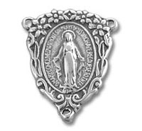 Triangular ornate Miraculous Virgin Mary medal
