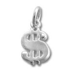 silver dollar sign pendant charm