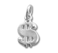 silver dollar sign pendant charm