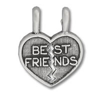 Split heart "Best Friends" pendant charm