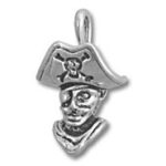 Silver pirate head pendant charm