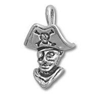 Silver pirate head pendant charm