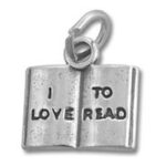Silver open-book charm with Love to Read