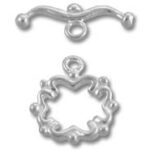 Silver floral toggle clasp for necklaces