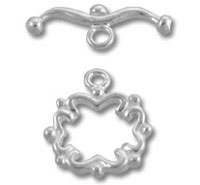 Silver floral toggle clasp for necklaces