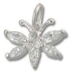 Silver dragonfly pendant with clear stones