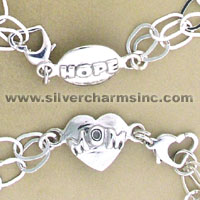 Silver bracelet with HOPE and LOVE charms