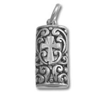 Ornate silver filigree cross pendant