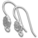 Pair of silver floral earring hooks