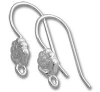 Pair of silver floral earring hooks