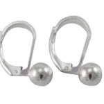 Silver leverback earrings with round beads