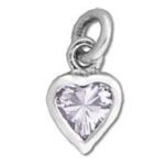 Silver heart pendant with clear faceted gemstone