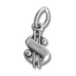 Silver dollar sign pendant charm