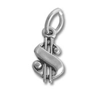 Silver dollar sign pendant charm