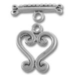 Silver heart toggle jewelry clasp