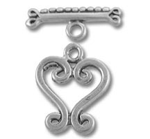 Silver heart toggle jewelry clasp