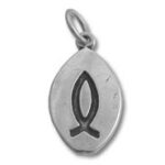 Silver oval Ichthys fish pendant