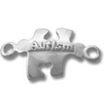 Silver autism puzzle piece connector charm