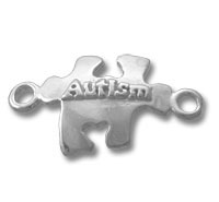 Silver autism puzzle piece connector charm
