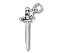 Silver dagger pendant charm with loop