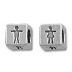Square silver beads with boy and girl silhouettes