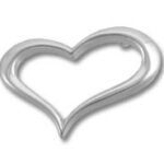 Shiny silver heart outline on white background