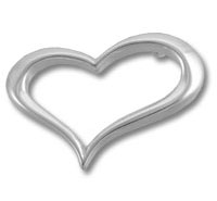 Shiny silver heart outline on white background