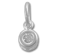 silver bezel-set diamond pendant