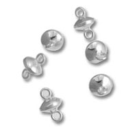 Silver jewelry bead tips with loops