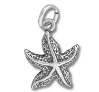 Textured silver starfish charm pendant