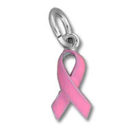 Pink ribbon breast cancer awareness charm