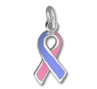 Pink and blue awareness ribbon charm Pink and blue awareness ribbon charm