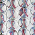 Glass marbles with red and blue swirls