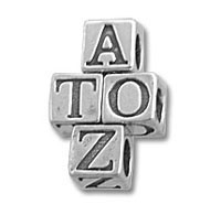Silver letter blocks forming A to Z cross