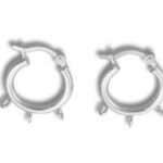 Pair of silver hoop earrings with spikes