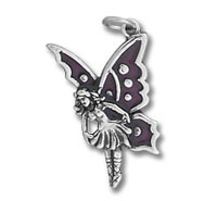 Silver and purple fairy pendant charm