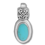 Silver filigree pendant with oval turquoise stone