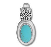 Silver filigree pendant with oval turquoise stone
