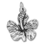 Silver hibiscus flower pendant charm