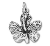 Silver hibiscus flower pendant charm