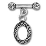 Ornate silver letter O toggle clasp